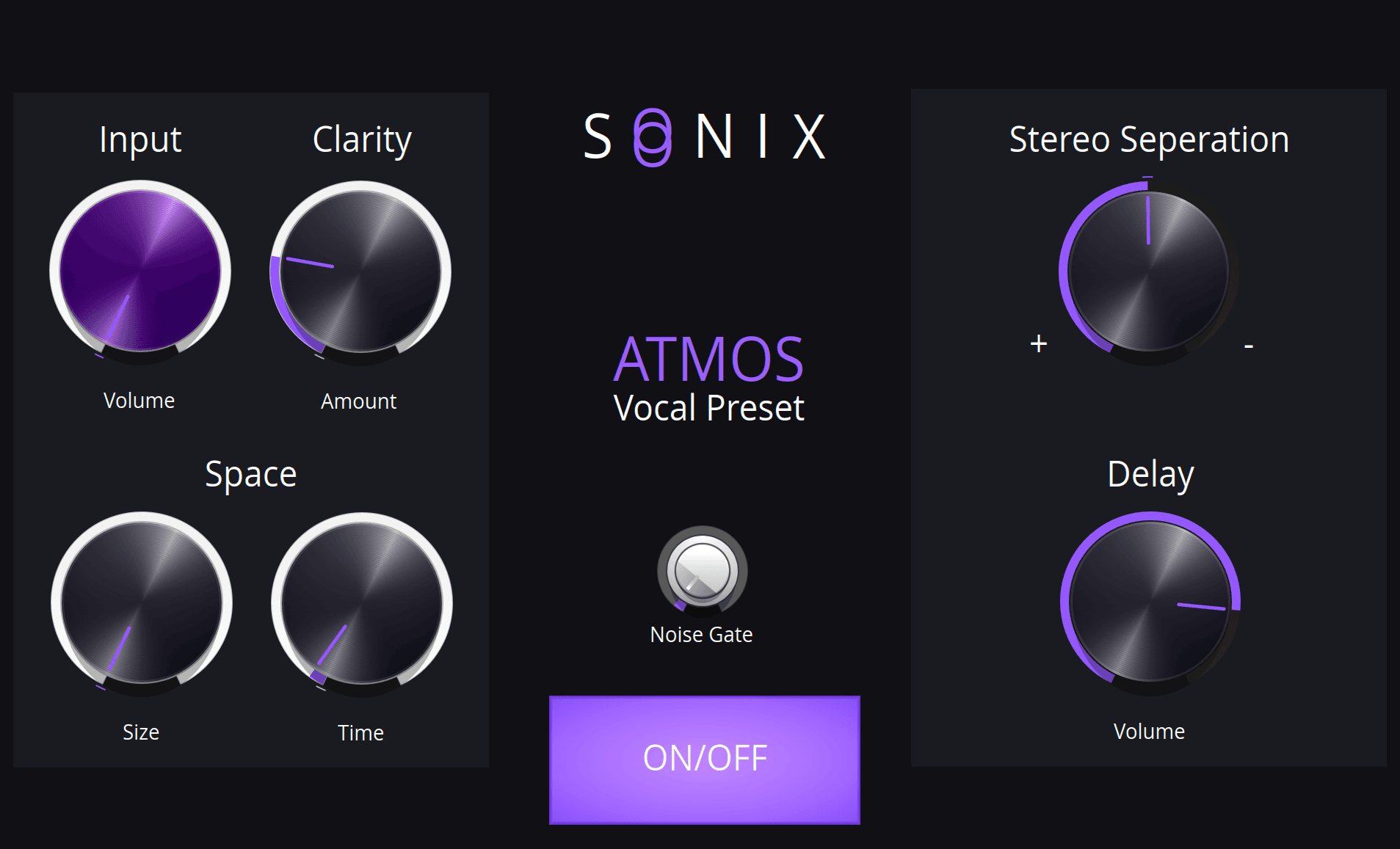 Atmos vocal preset interface