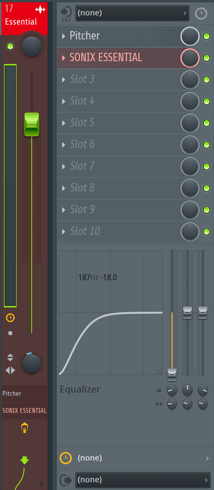 Essential vocal preset loaded in the FL Studio mixer