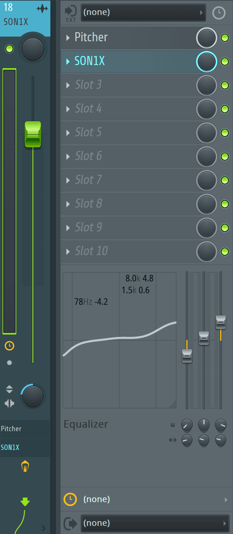 SON1X loaded in the FL Studio mixer